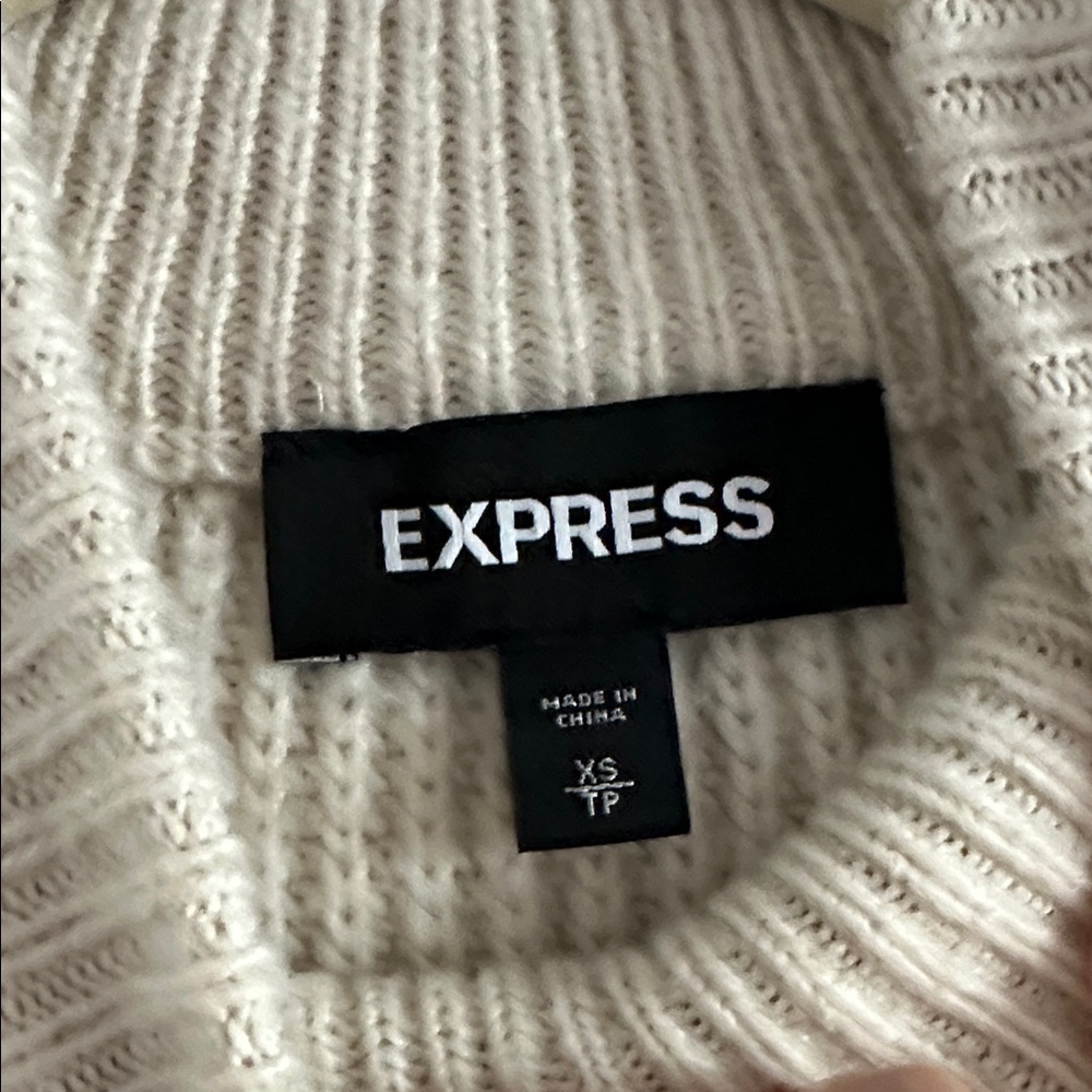 Express Brand Women’s Cream Cable Knit Turtleneck Sweater - Picture 2 of 6